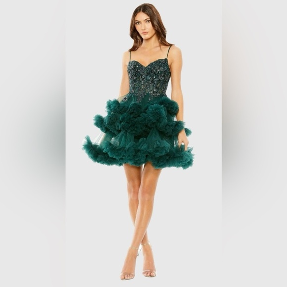 Mac Duggal 20645 NWT Embellished Tulle Cocktail And Party Dress - Picture 1 of 11